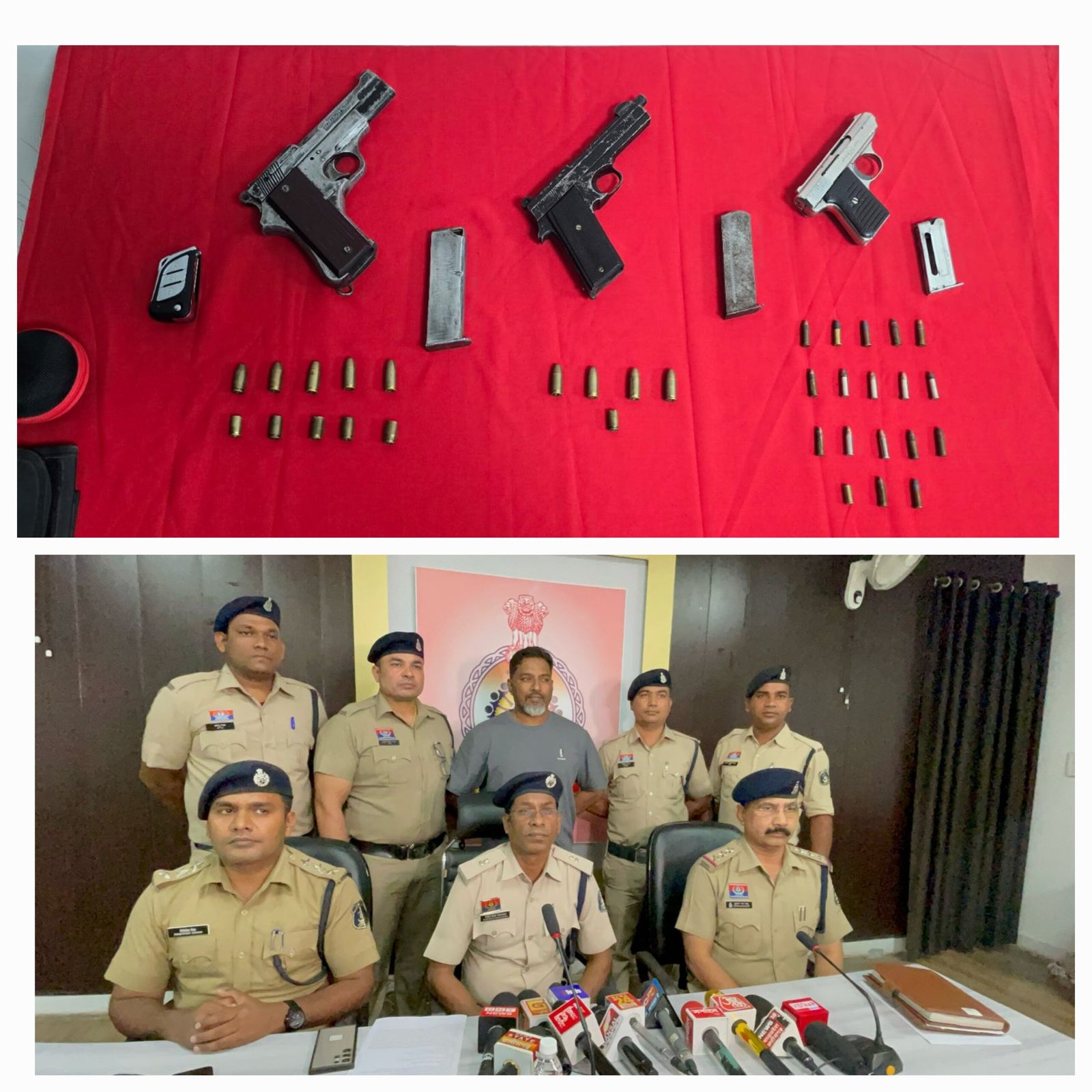 पिस्टल और कारतूस के साथ पकड़ाया हिस्ट्रीशीटर…घेराबन्दी में तीन पिस्टल, 26 जिन्दा बुलेट बरामद…7 खाली खोखा जब्त पिस्टल और कारतूस के साथ पकड़ाया हिस्ट्रीशीटर…घेराबन्दी में तीन पिस्टल, 26 जिन्दा बुलेट बरामद…7 खाली खोखा जब्त
