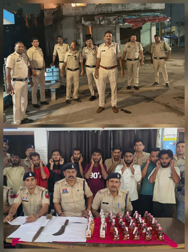 बदमाशों पर पुलिस का ‘सर्जिकल स्ट्राइक’ – देर रात 10 अपराधी गिरफ्तार, हथियार-शराब बरामद