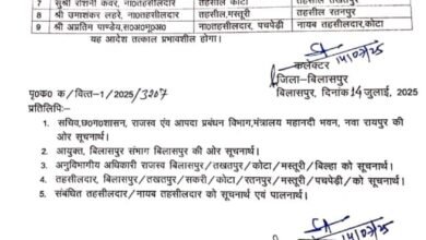 बिलासपुर में प्रशासनिक फेरबदल: राहुल शर्मा बने सकरी तहसीलदार, नौ को मिली नई जिम्मेदारी