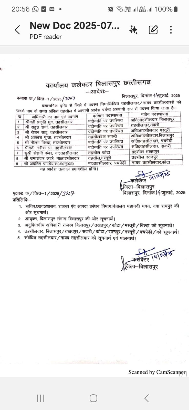 बिलासपुर में प्रशासनिक फेरबदल: राहुल शर्मा बने सकरी तहसीलदार, नौ को मिली नई जिम्मेदारी बिलासपुर में प्रशासनिक फेरबदल: राहुल शर्मा बने सकरी तहसीलदार, नौ को मिली नई जिम्मेदारी