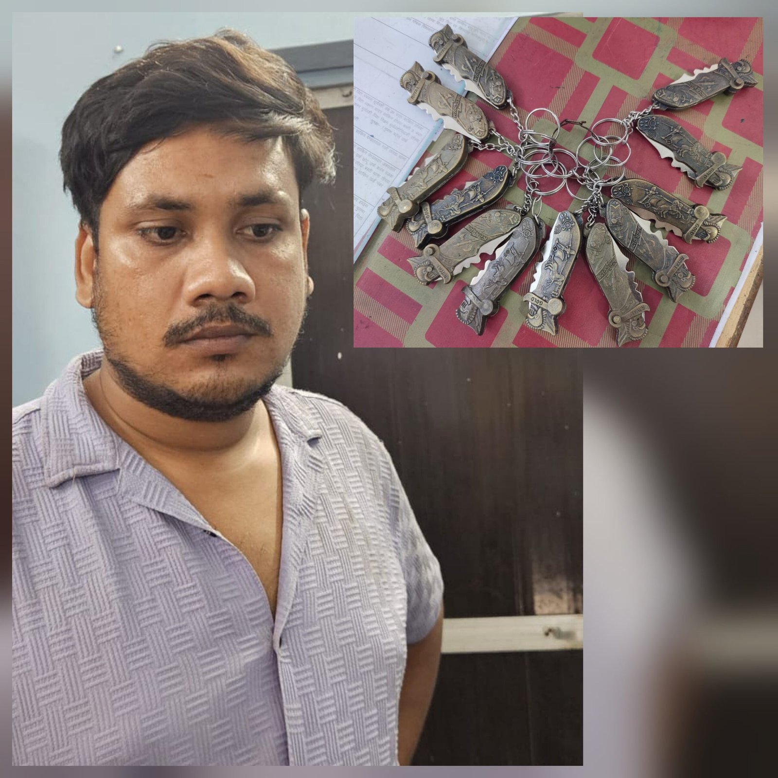 “स्प्रिंगदार चाकू बेचते रंगेहाथ पकड़ाया युवक.. पुलिस ने बरामद किए 12 धारदार हथियार”..आरोपी को जेल