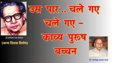 जन्म दिवस पर विशेष / उस पार…. चले गए चले गए – काव्य पुरूष बच्चनः डॉ. पालेश्वर प्रसाद शर्मा जन्म दिवस पर विशेष / उस पार…. चले गए चले गए – काव्य पुरूष बच्चनः डॉ. पालेश्वर प्रसाद शर्मा