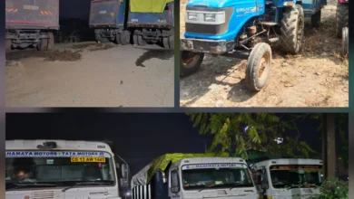 अवैध रेत-गिट्टी परिवहन पर कड़ी कार्रवाई, 5 हाइवा समेत 11 वाहन जब्त