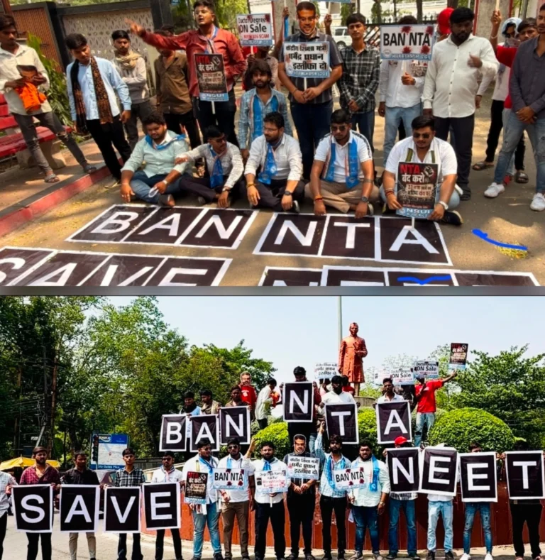 परीक्षा पे चर्चा नहीं, भविष्य की सुरक्षा दो — NEET पेपर लीक पर NSUI का विस्फोटक प्रदर्शन