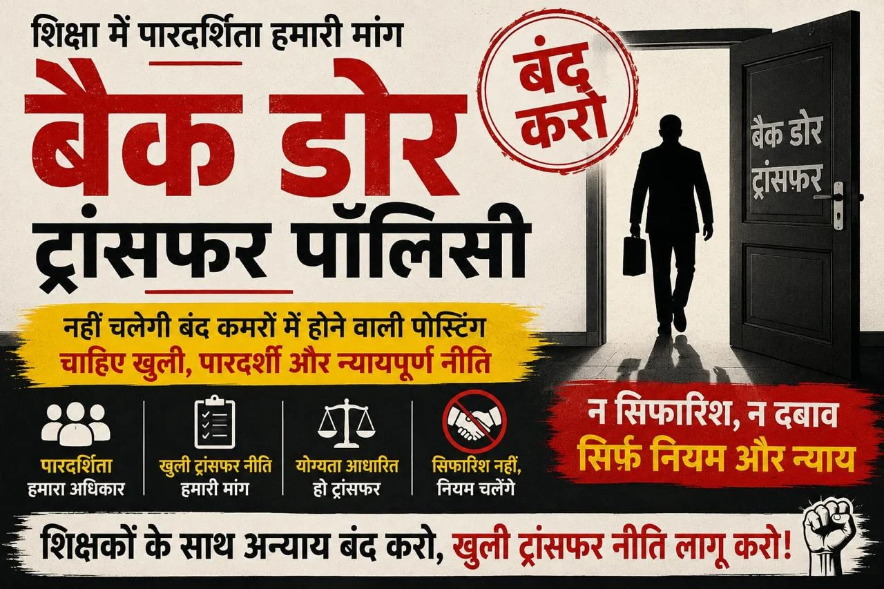 शिक्षकों के बैक डोर ट्रांसफर पॉलिसी पर सरकार को घेरने की तैयारी, खुली स्थानांतरण नीति की मांग को सर्व शिक्षक संघ का समर्थन